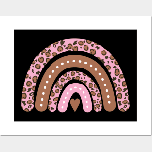 Pink leopard boho rainbow Posters and Art